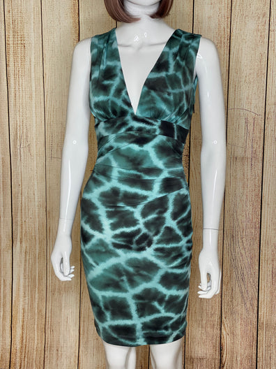 Ruched Printed Stretch-Jersey Mini Dress